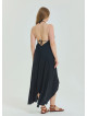 V Neck Backless Halter Neck Black Plus Size Dress 4663